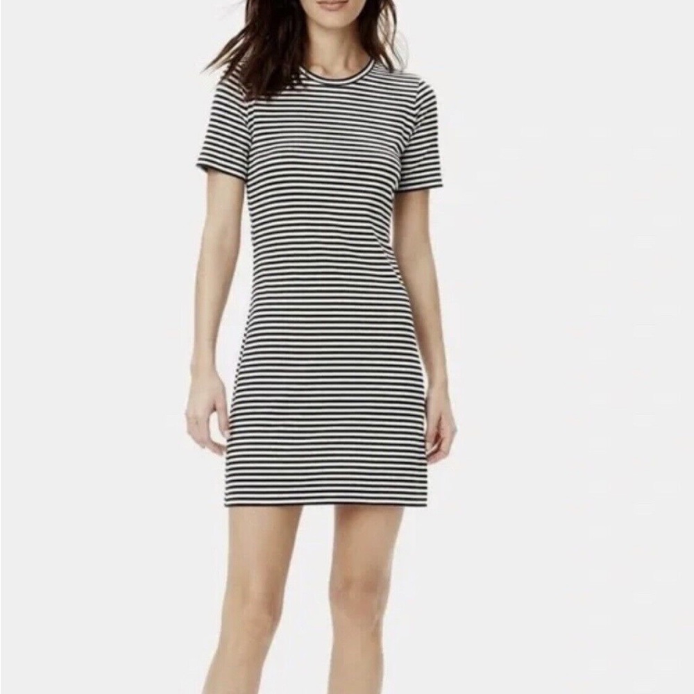 Theory Crew Neck T-Shirt Mini Dress Navy White Stripe size M